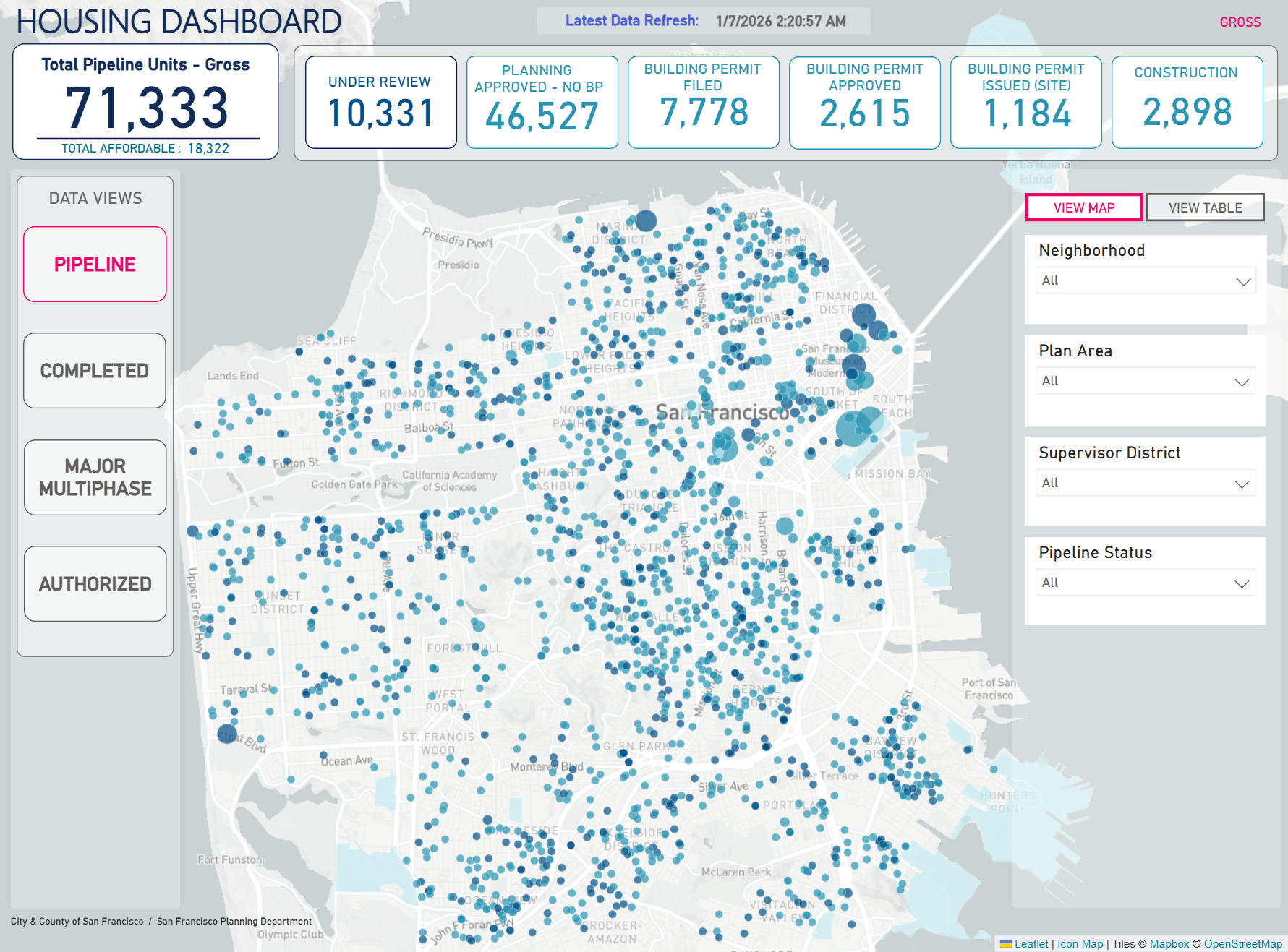 Screencap of the San Francisco Housing Dashboard